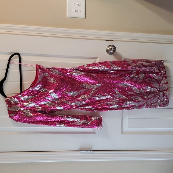 Fashion Nova Pink and Silver Sequin Dress Small - Picture 2 of 3